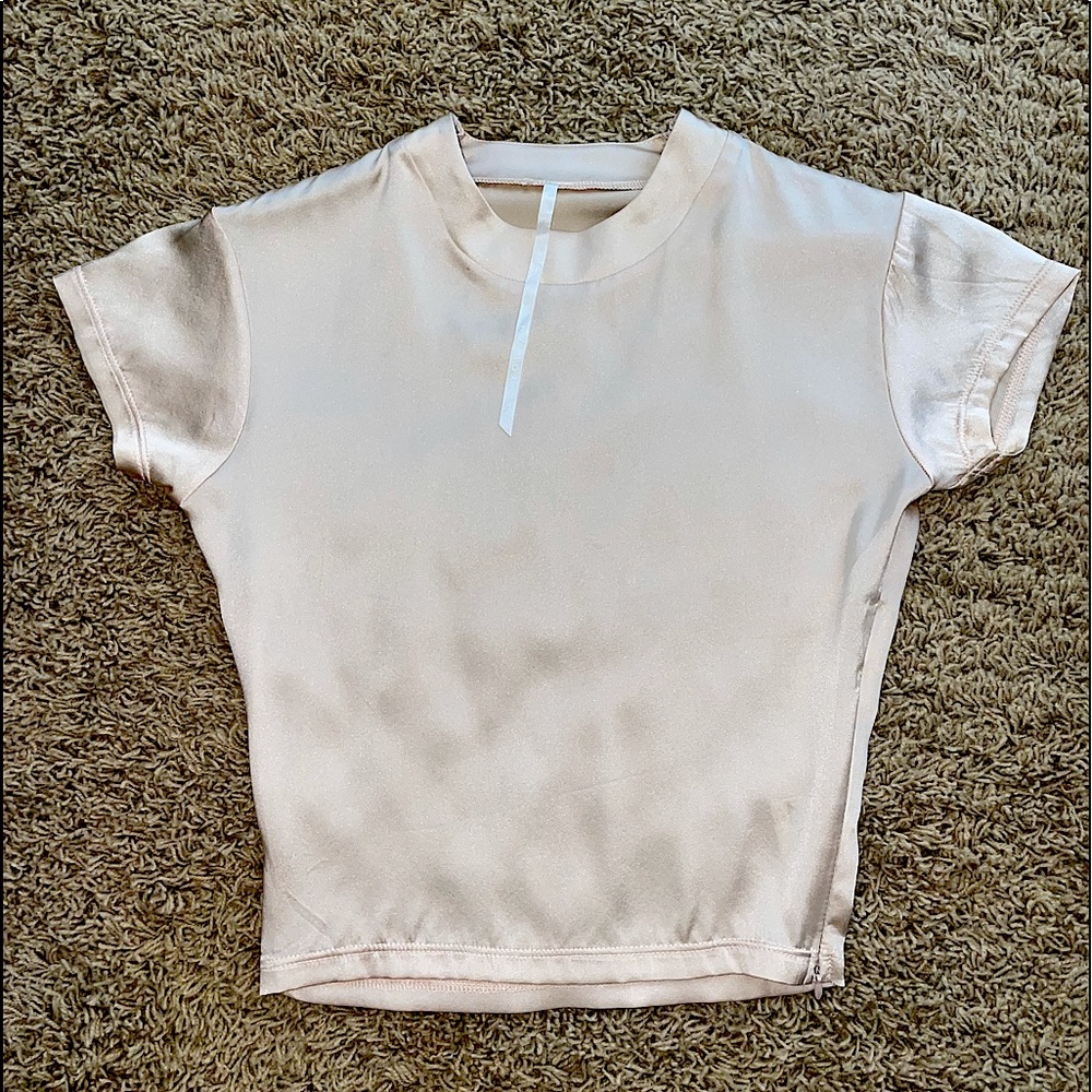 AreYouAmI pink silk top Size:S